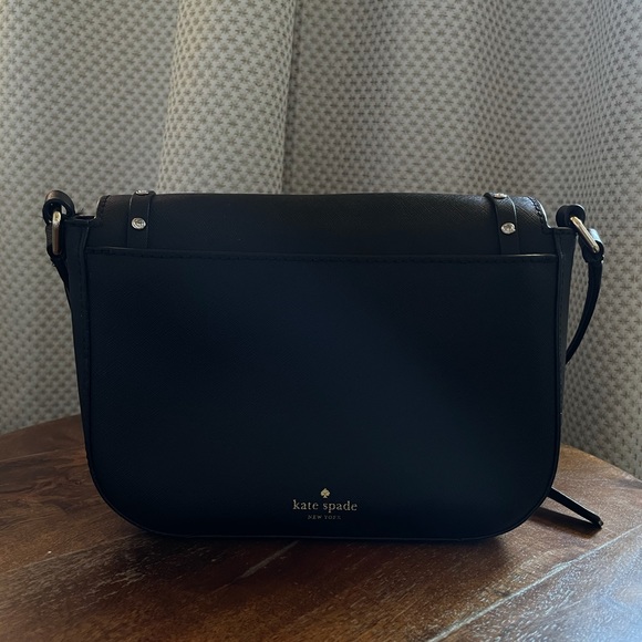 Black kate spade crossbody bag with rhinestone detail and bow - Picture 3 of 5